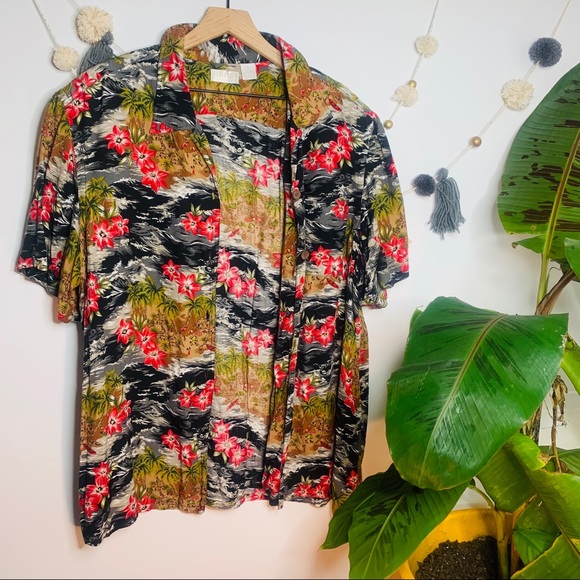 VINTAGE y2k oversized Hawaiian button up popover - Picture 4 of 13